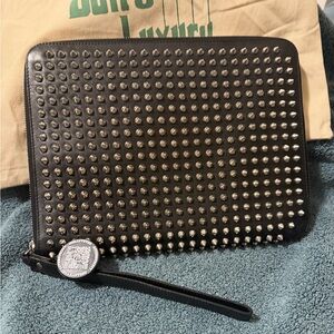 Christian Louboutin Red Leather Clutch COA